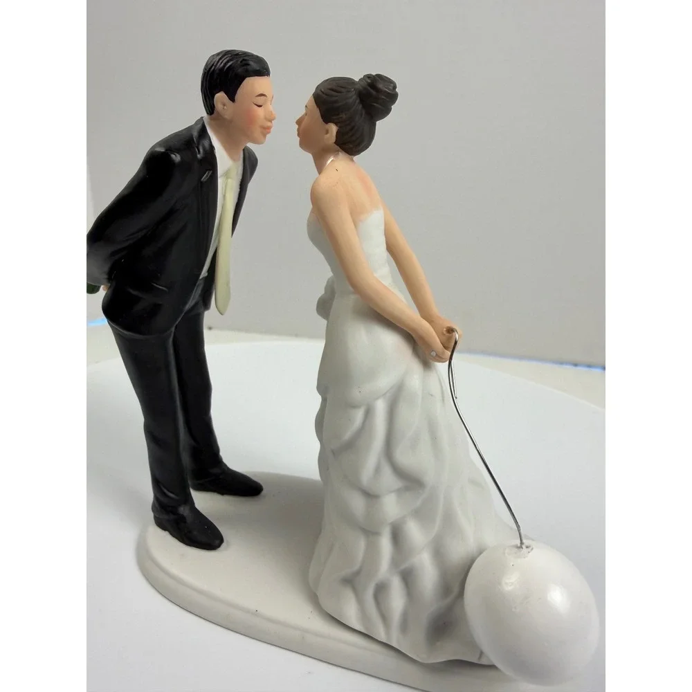 Weddingstar Ball and Chain Funny Wedding Cake Topper Porcelain Figurine Rare